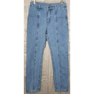 Women's Light Wash Crop Slim Tapered Jeans High Rise Front Seaming XS Spring